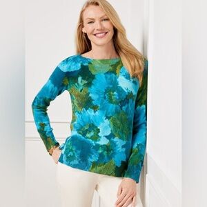 Cotton Blend Floral Sweater